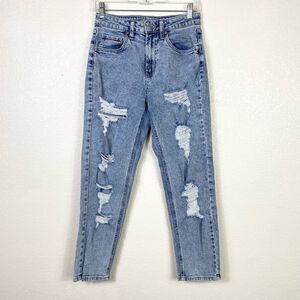 Wild Fable Vintage Wash Distressed Ripped High Rise Mom Jeans